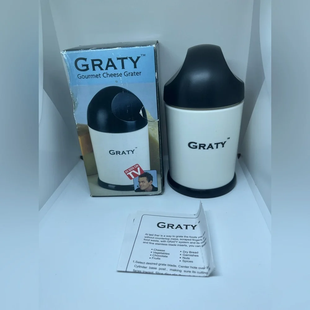 Graty Gourmet Cheese Grater Shredder Coarse and Fine Cheese New As Seen‎ TV